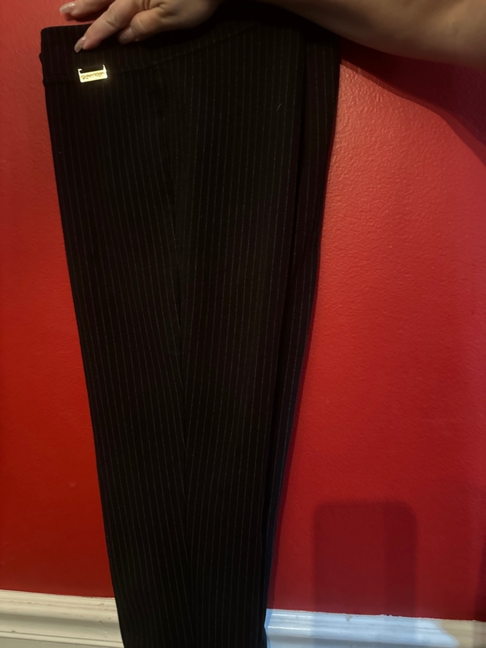 Calvin Klein Black Pinstripe Dress Trousers
